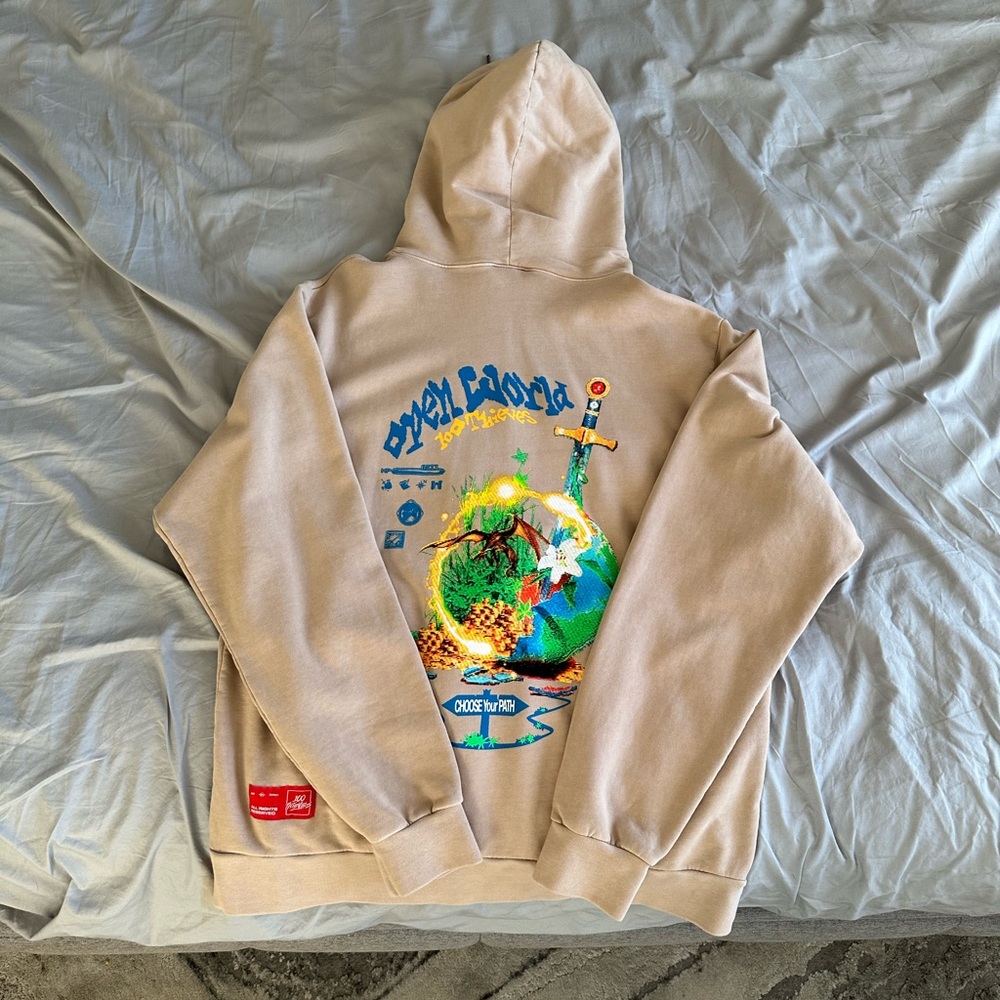 100 Thieves 2X “Open World” Tan Hoodie/Sweatshirt